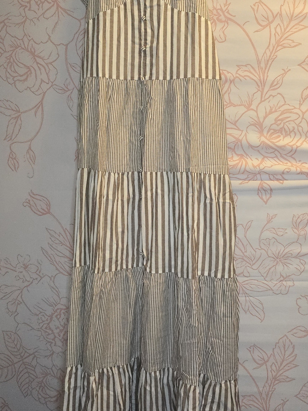 Altar'd State Brown and Ivory Striped Tiered Maxi Dress - Picture 2 of 5
